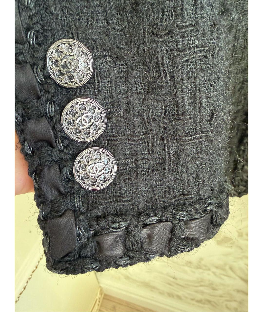 CHANEL Черный твидовый жакет/пиджак, фото 5