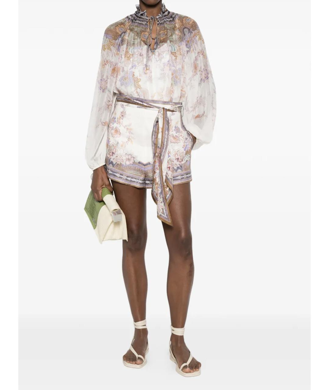 ZIMMERMANN Бежевые льняные шорты, фото 5