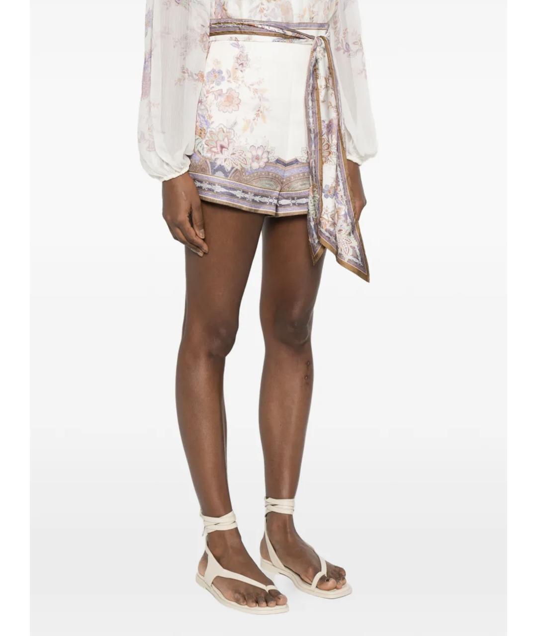 ZIMMERMANN Бежевые льняные шорты, фото 2