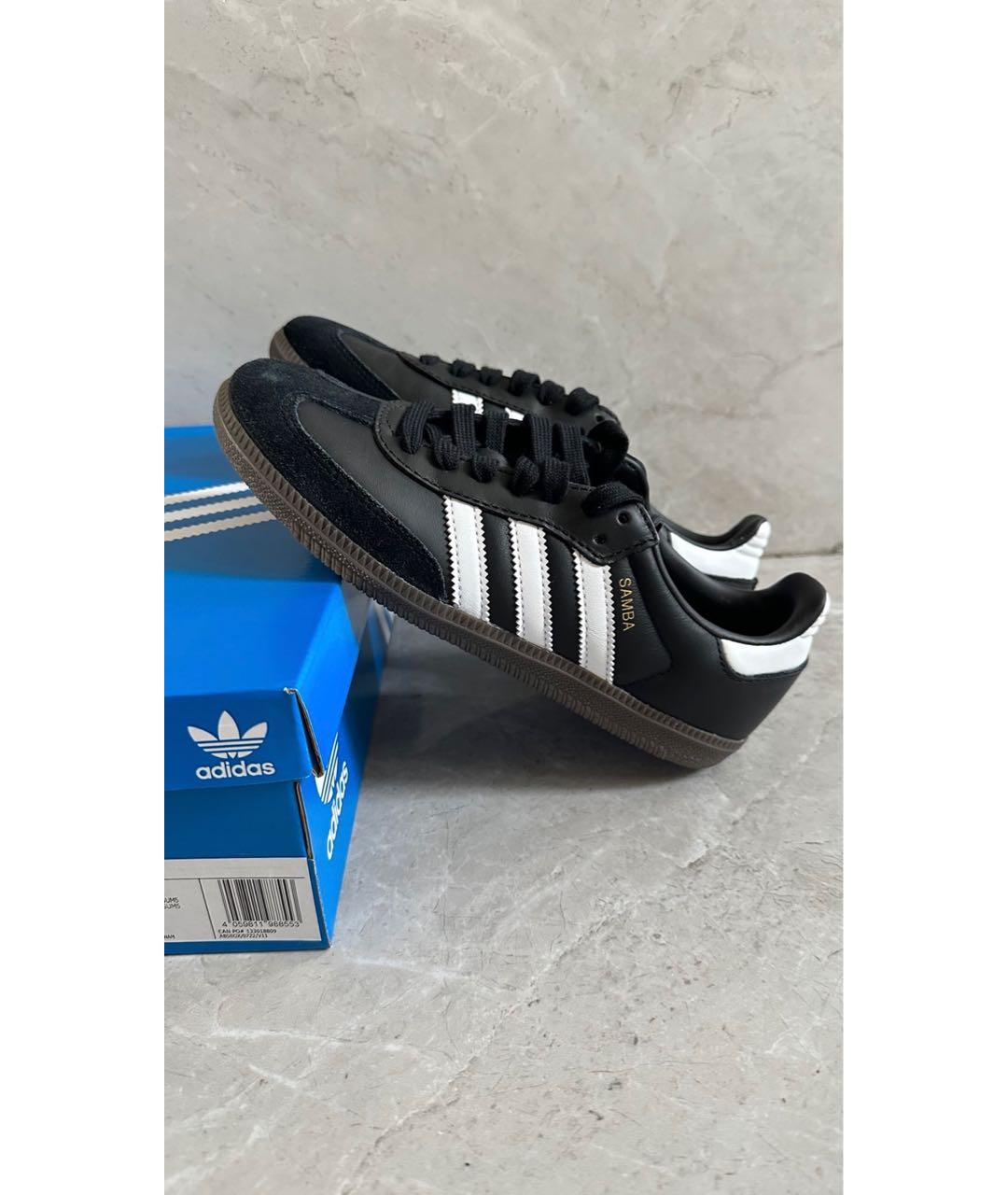 ADIDAS Черные кожаные кроссовки, фото 2