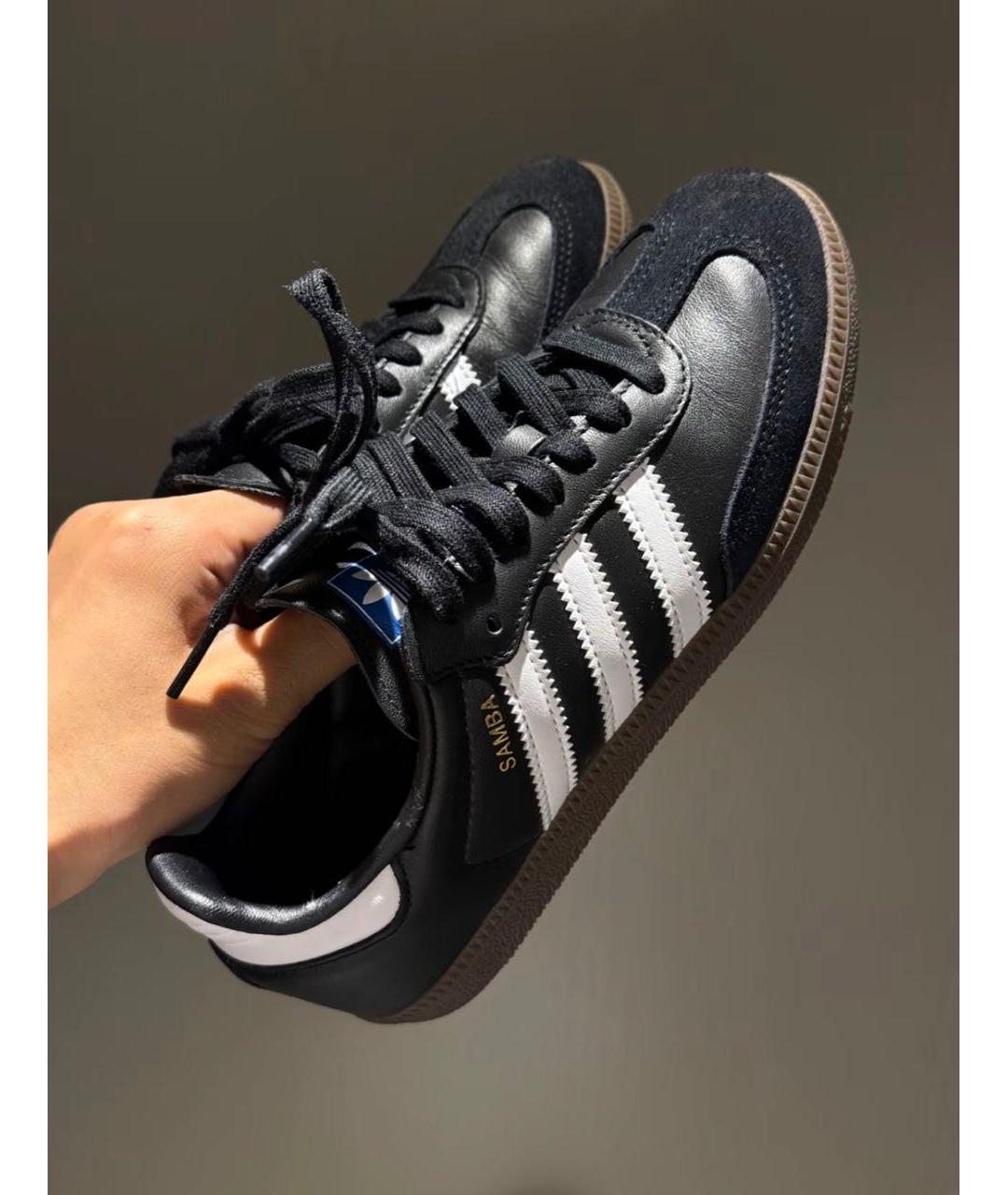 ADIDAS Черные кожаные низкие кроссовки / кеды, фото 6