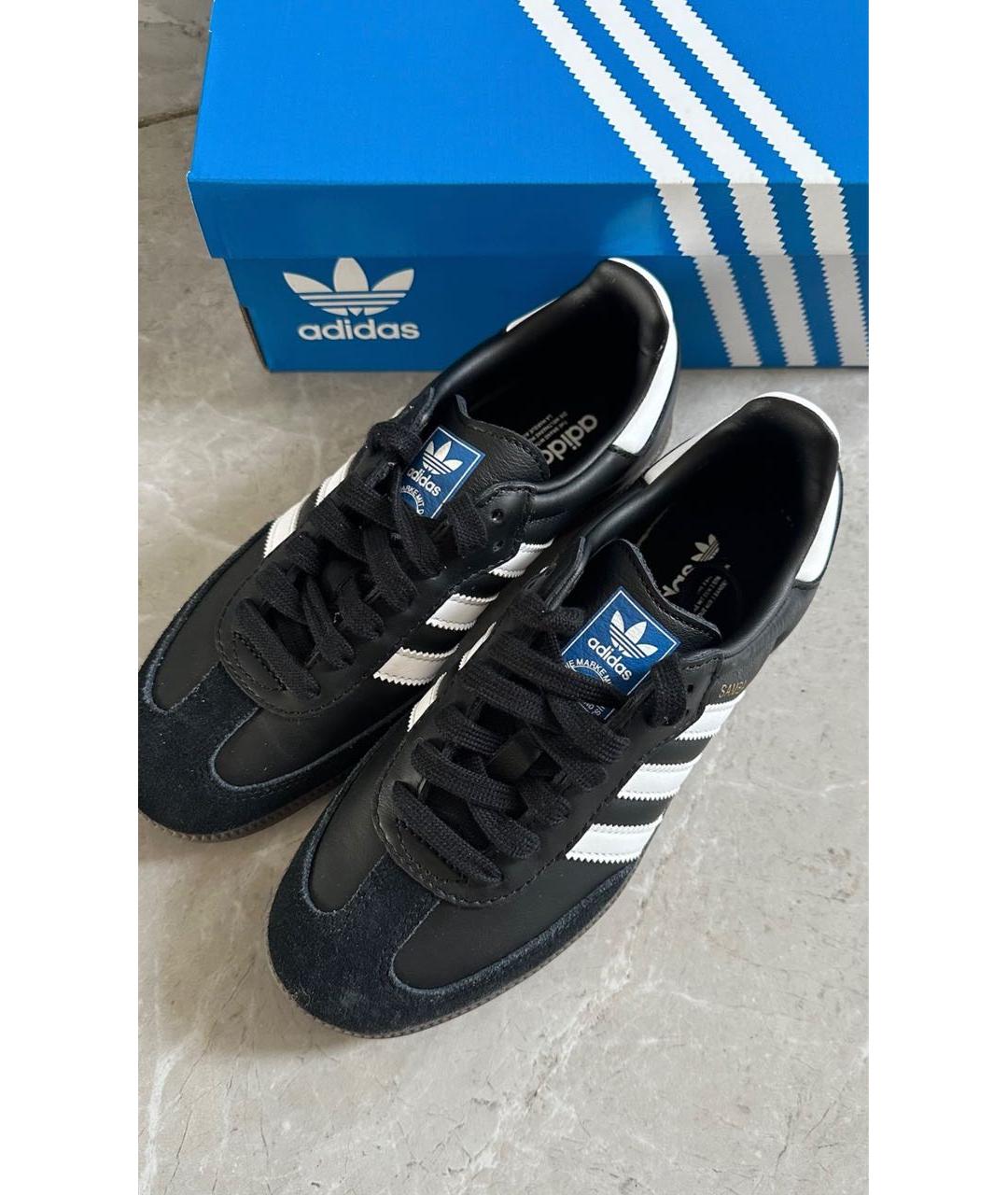 ADIDAS Черные кожаные низкие кроссовки / кеды, фото 4