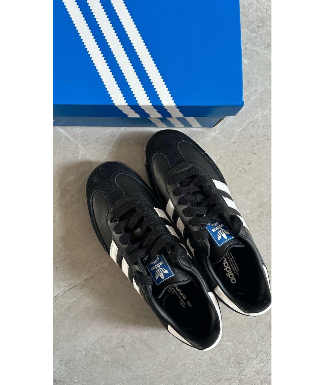 ADIDAS Черные кожаные низкие кроссовки / кеды, фото 3