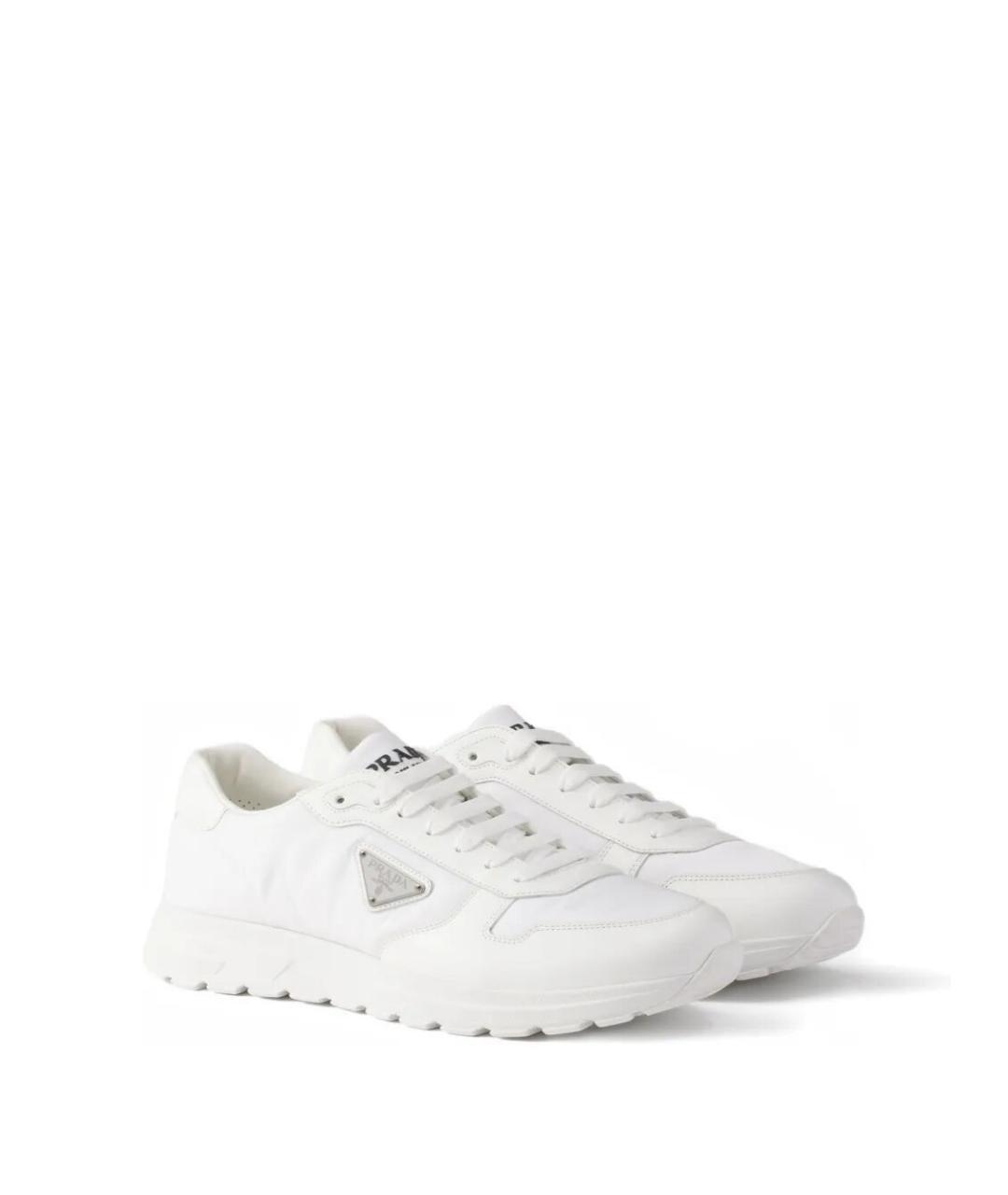 PRADA Белые синтетические низкие кроссовки / кеды, фото 2