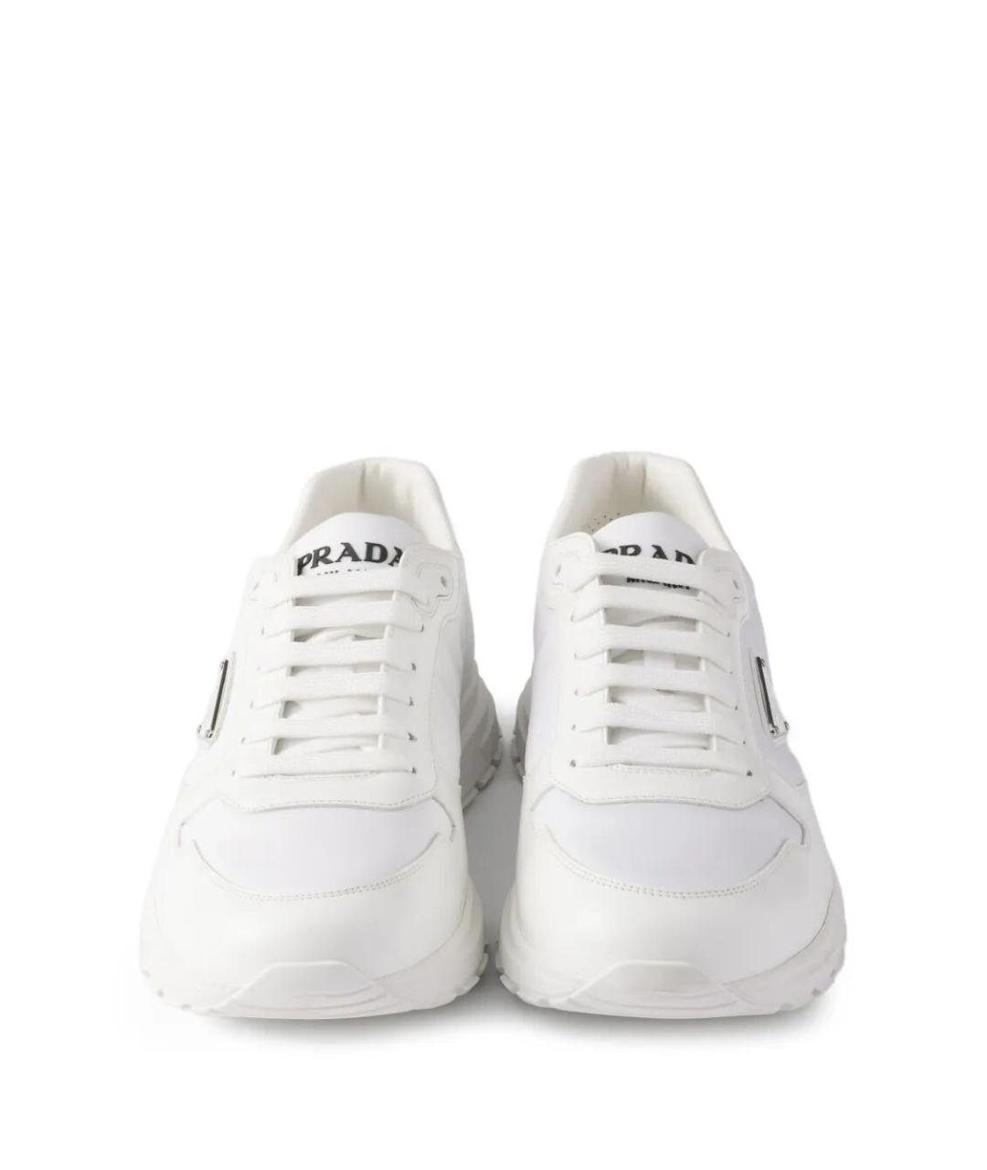 PRADA Белые синтетические низкие кроссовки / кеды, фото 3