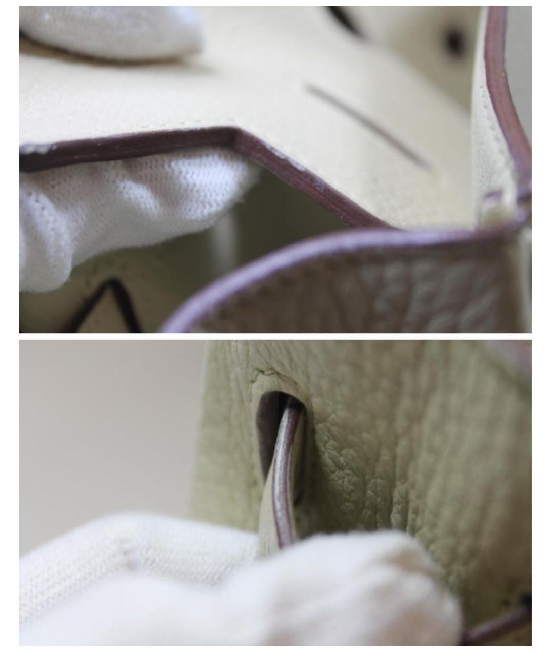 HERMES Бежевая кожаная сумка с короткими ручками, фото 6