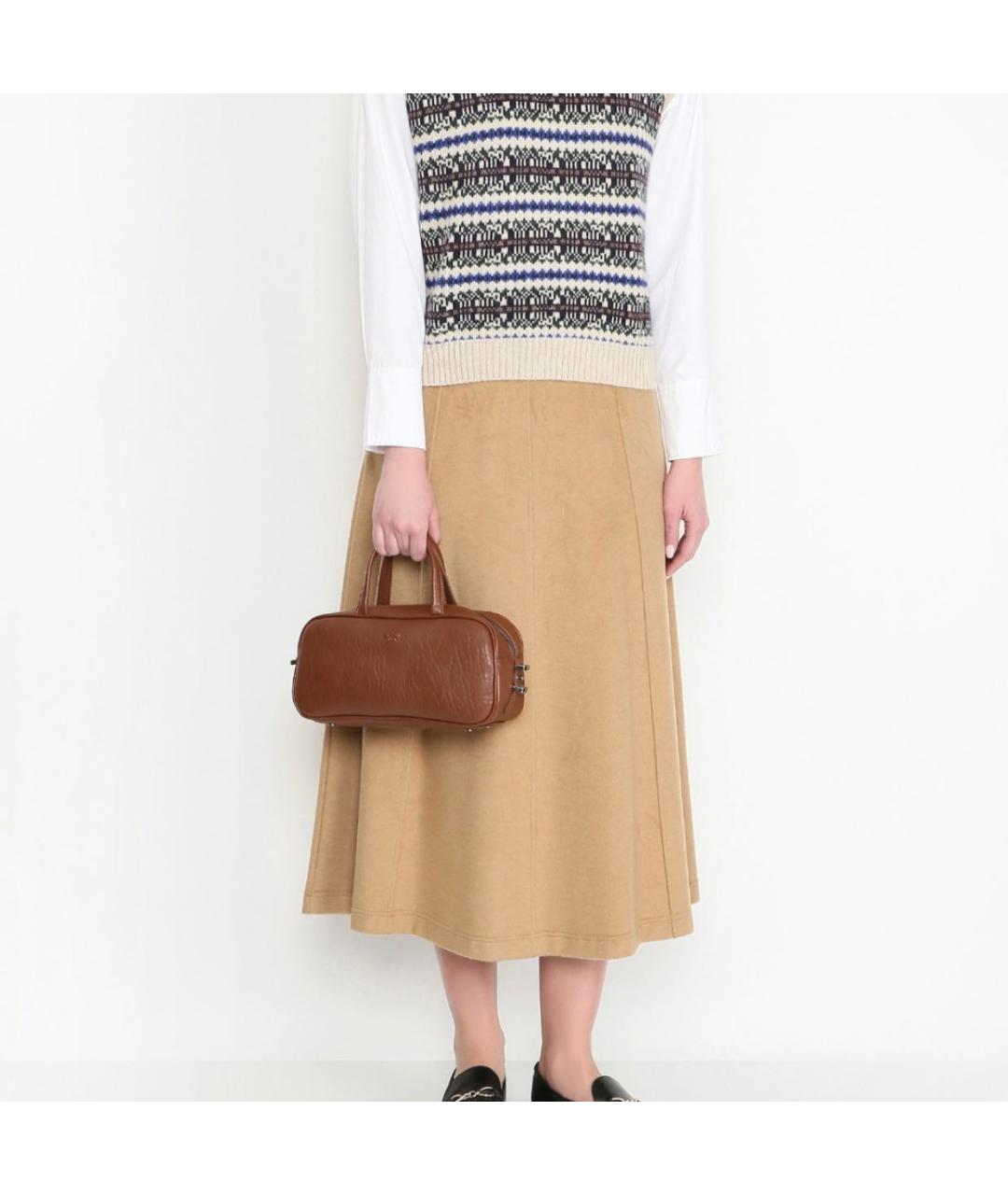 WEEKEND MAX MARA Коричневая кожаная сумка с короткими ручками, фото 5