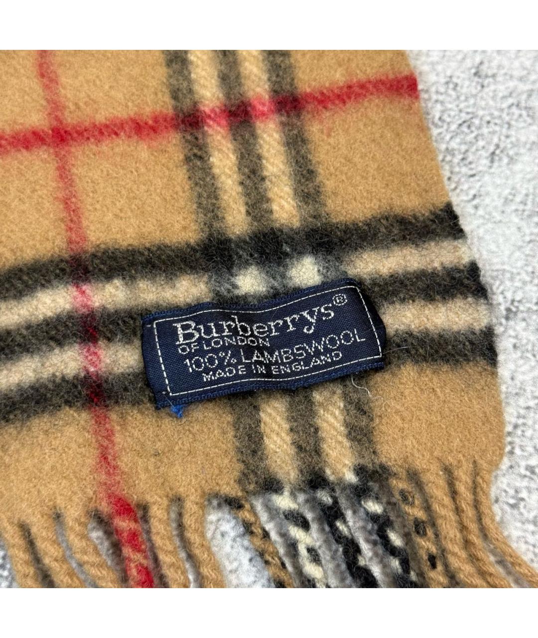 BURBERRY Бежевый шерстяной шарф, фото 3