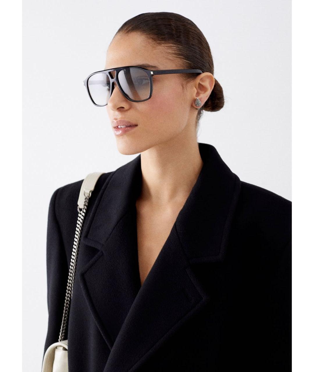 SAINT LAURENT Черные пластиковые солнцезащитные очки, фото 5