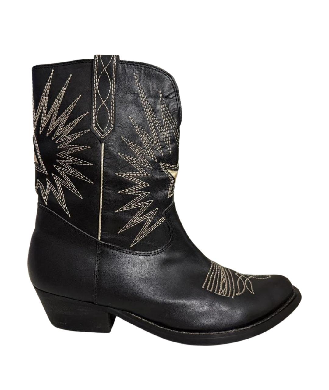 GOLDEN GOOSE DELUXE BRAND Черные кожаные полусапоги, фото 1