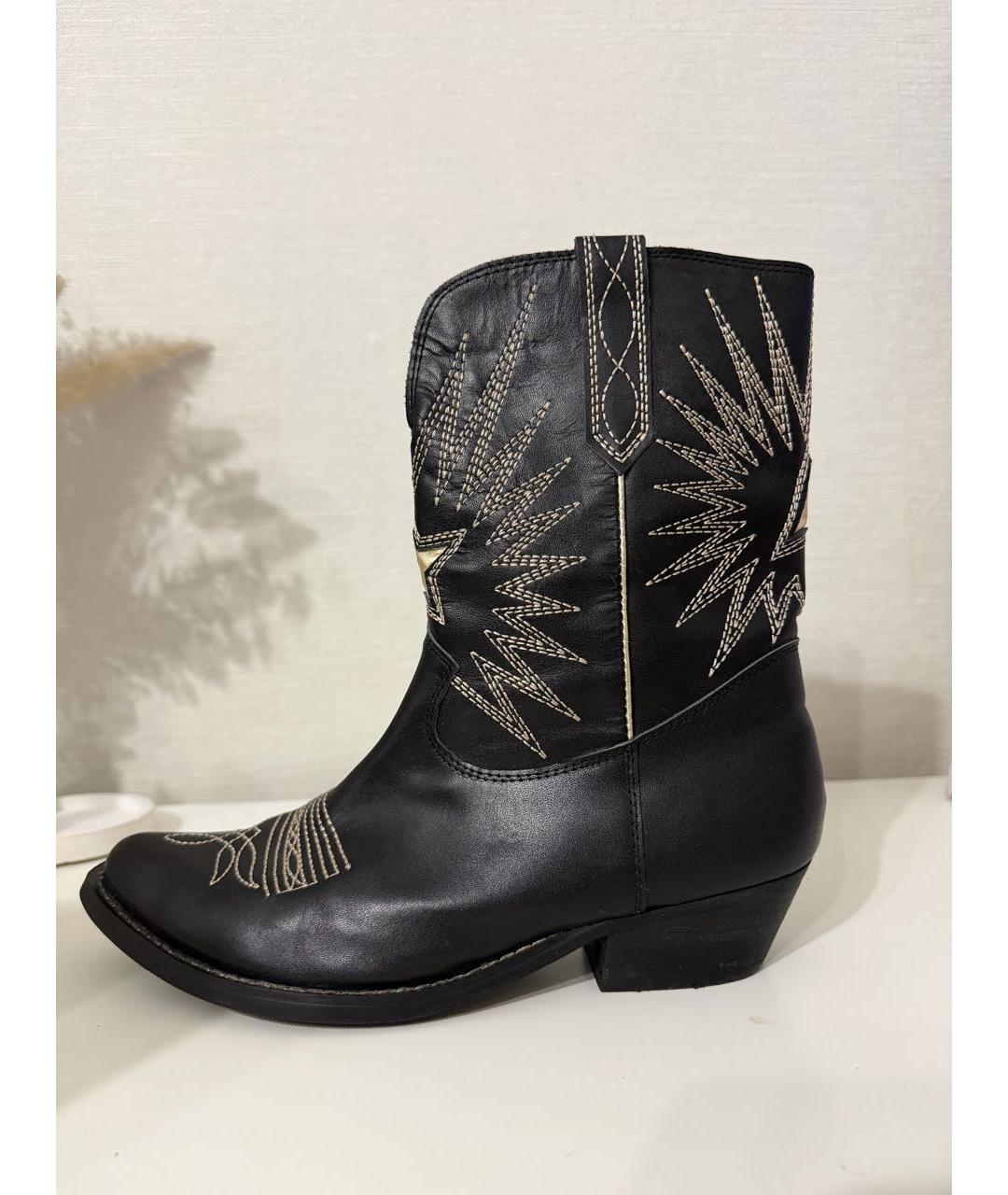 GOLDEN GOOSE DELUXE BRAND Черные кожаные полусапоги, фото 7