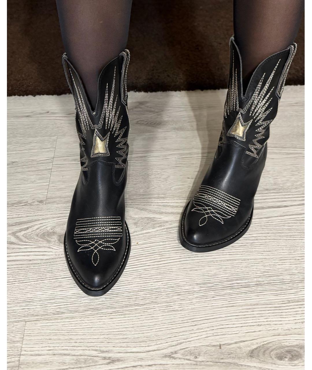 GOLDEN GOOSE DELUXE BRAND Черные кожаные полусапоги, фото 5