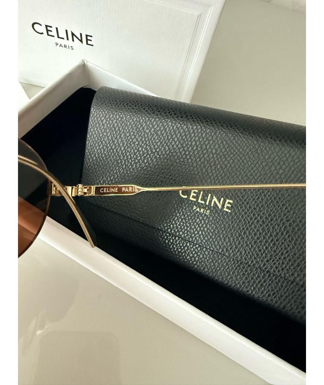 CELINE Коричневые металлические солнцезащитные очки, фото 5