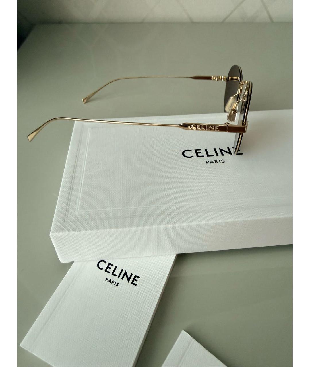 CELINE Коричневые металлические солнцезащитные очки, фото 7