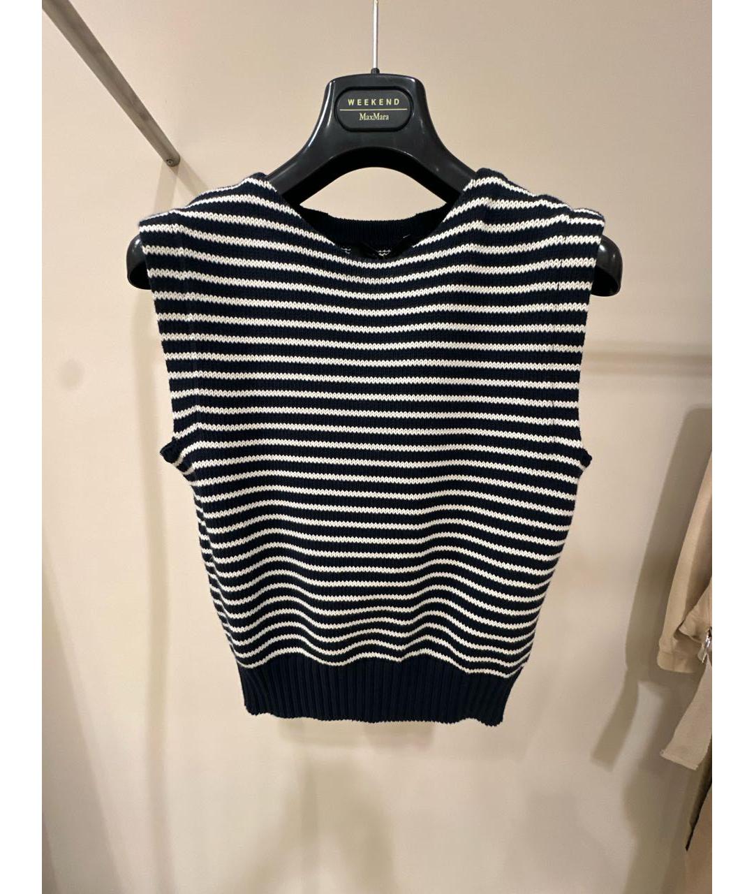 WEEKEND MAX MARA Темно-синяя хлопковая жилетка, фото 2