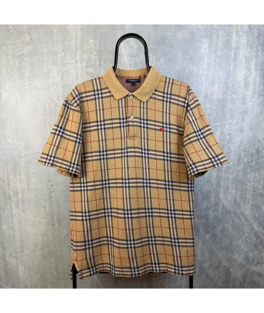 BURBERRY Бежевое хлопковое поло с коротким рукавом, фото 9