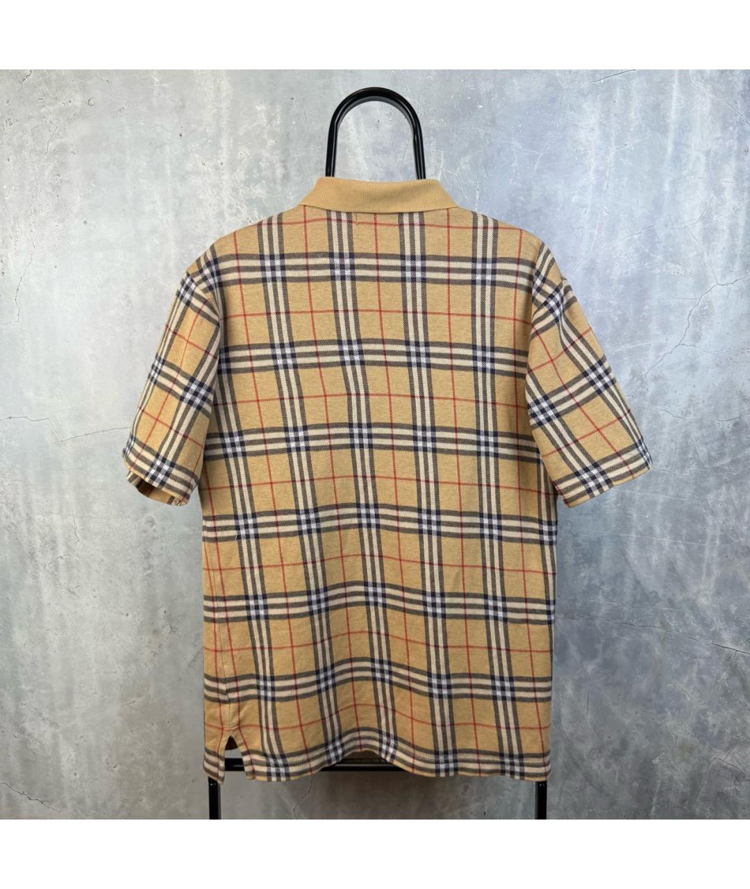 BURBERRY Бежевое хлопковое поло с коротким рукавом, фото 8