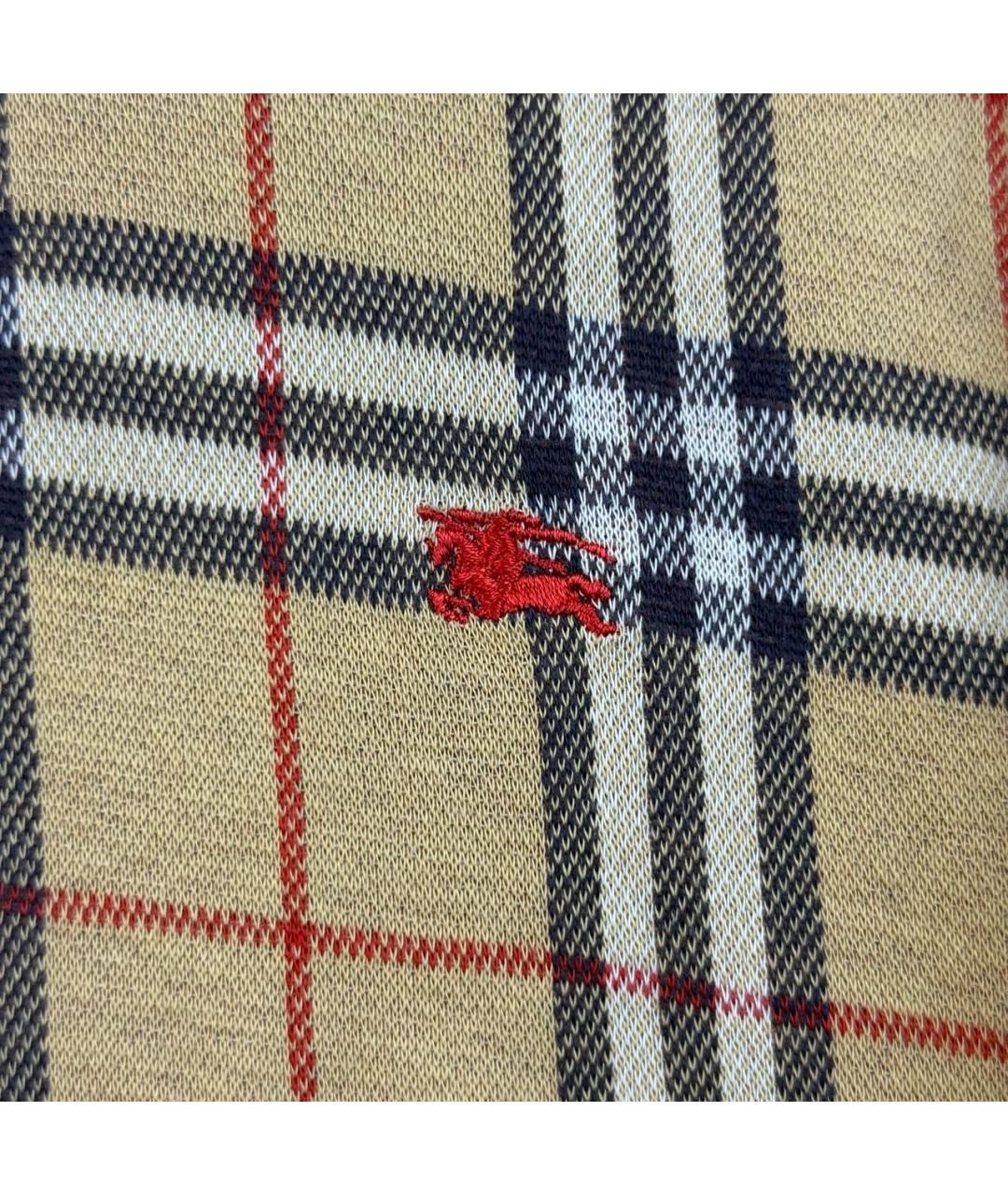 BURBERRY Бежевое хлопковое поло с коротким рукавом, фото 3