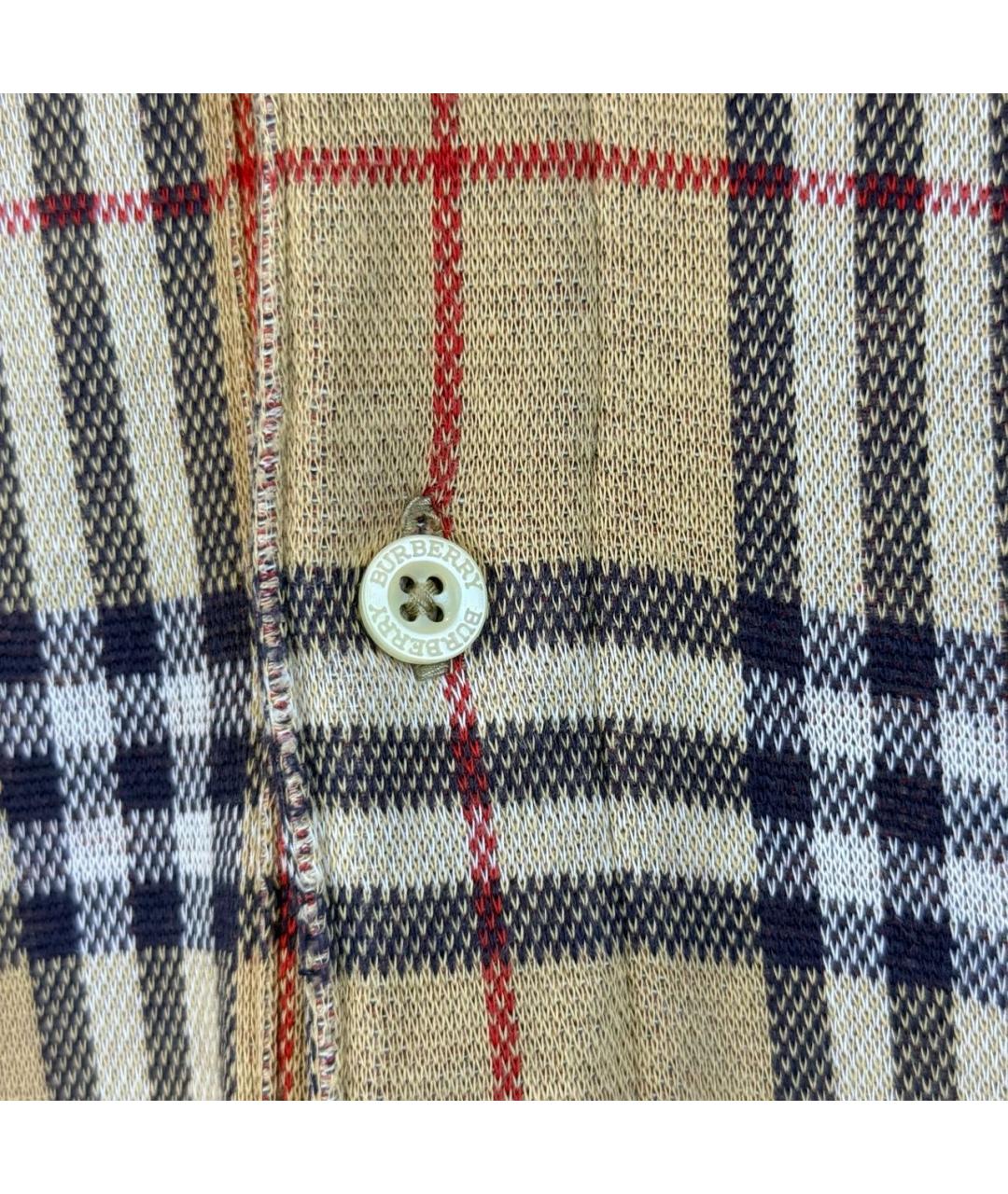 BURBERRY Бежевое хлопковое поло с коротким рукавом, фото 6