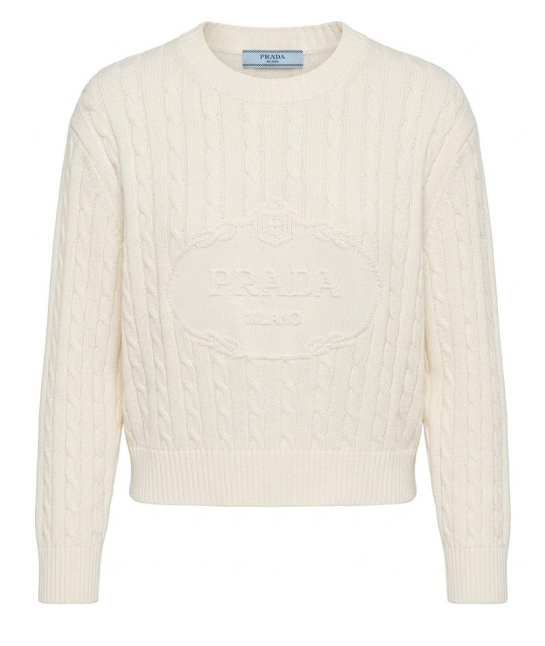 PRADA Белый хлопковый джемпер / свитер, фото 1