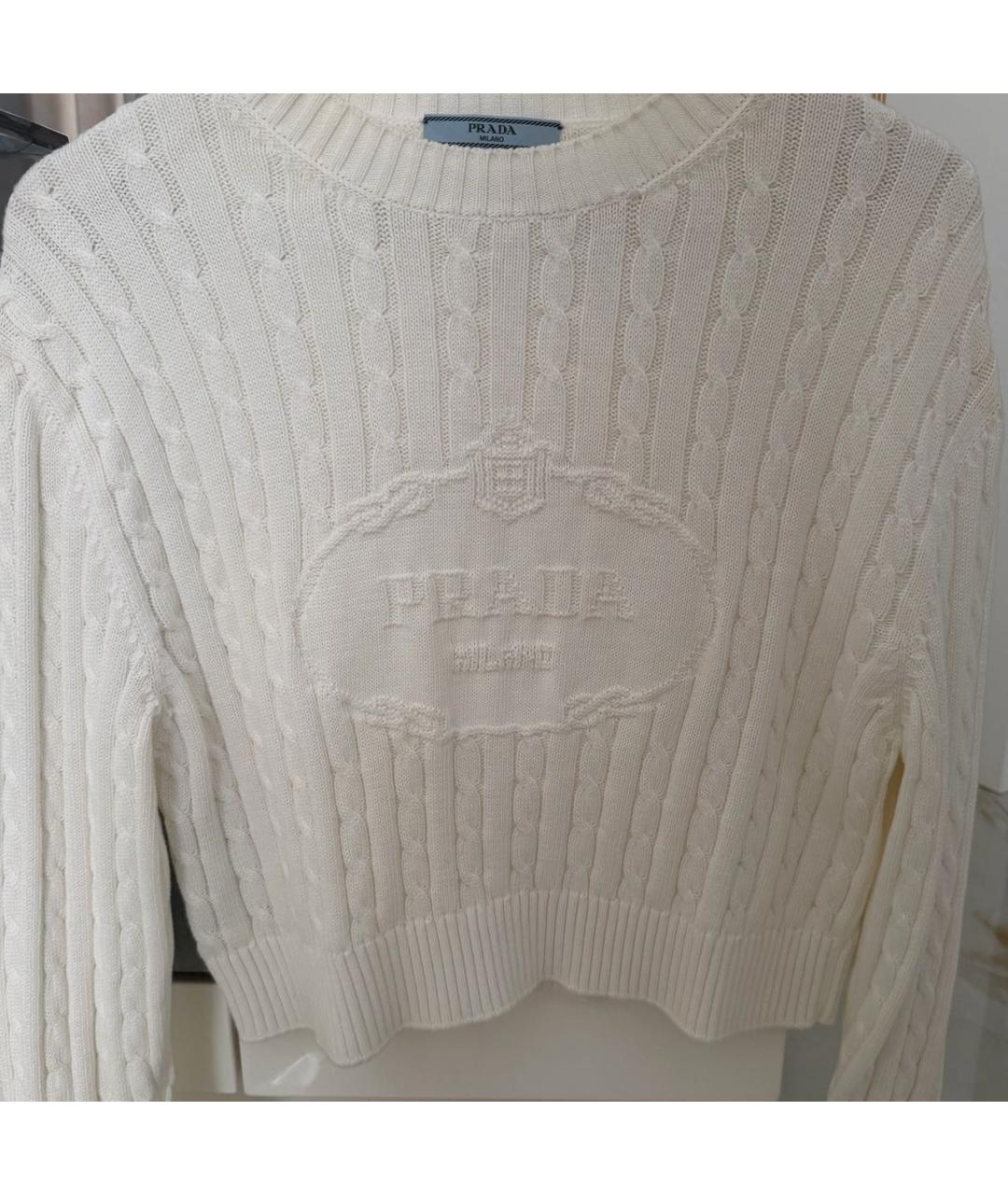 PRADA Белый хлопковый джемпер / свитер, фото 6