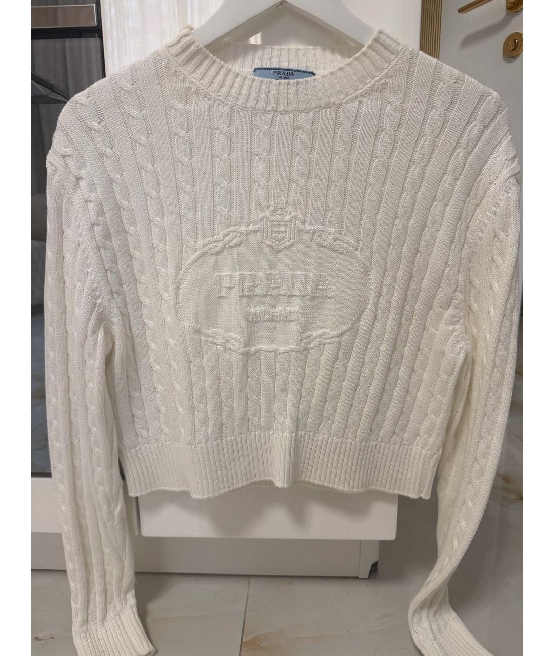 PRADA Белый хлопковый джемпер / свитер, фото 2