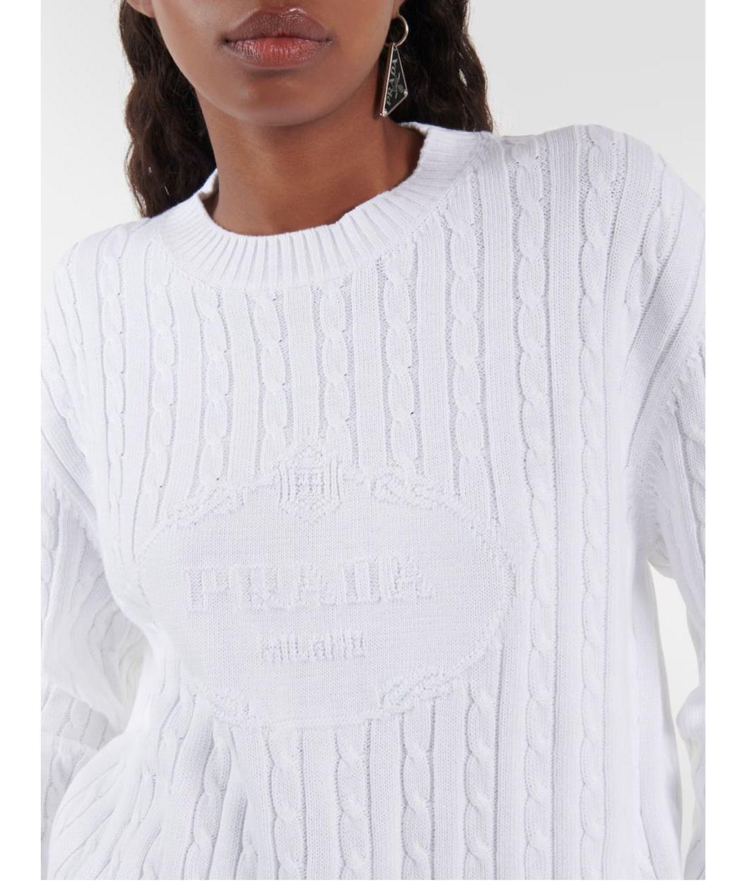 PRADA Белый хлопковый джемпер / свитер, фото 5