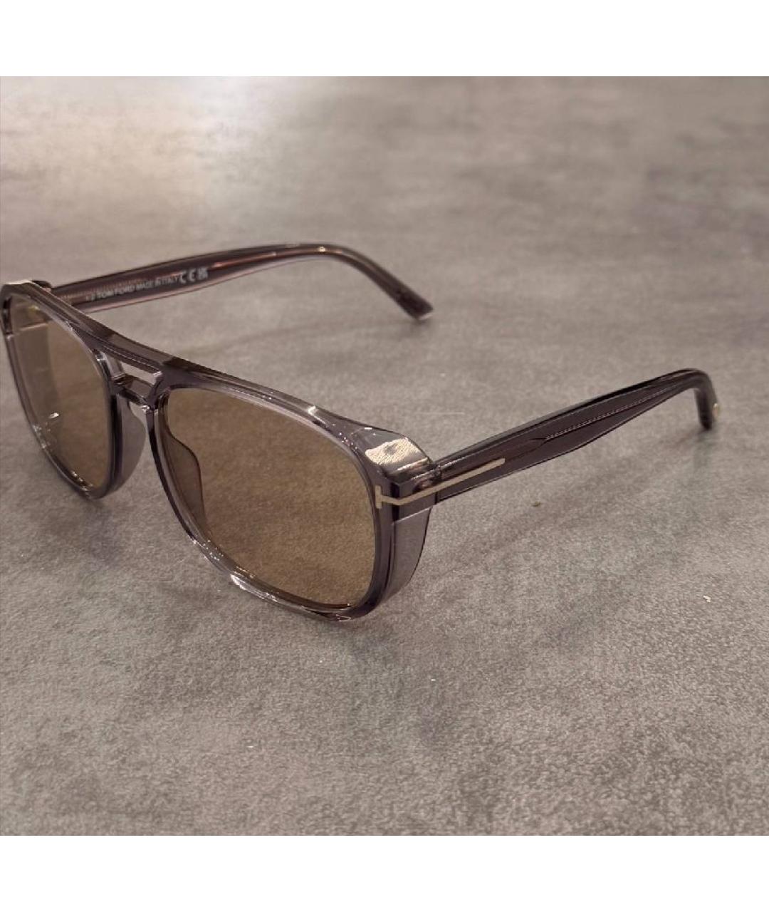TOM FORD Бежевые пластиковые солнцезащитные очки, фото 3