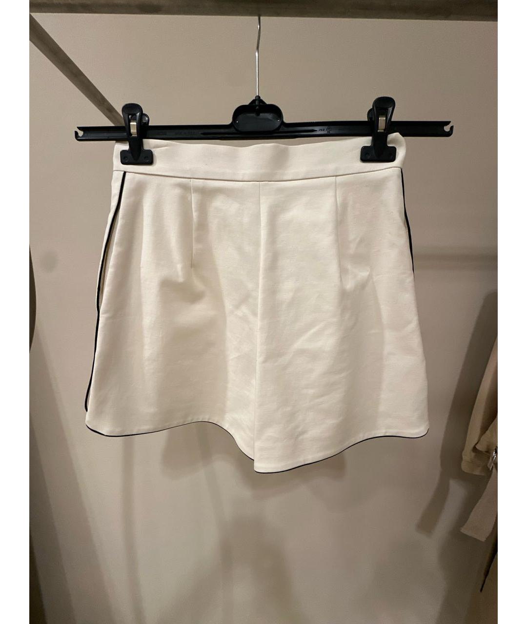 MAX MARA Белые хлопко-эластановые шорты, фото 3