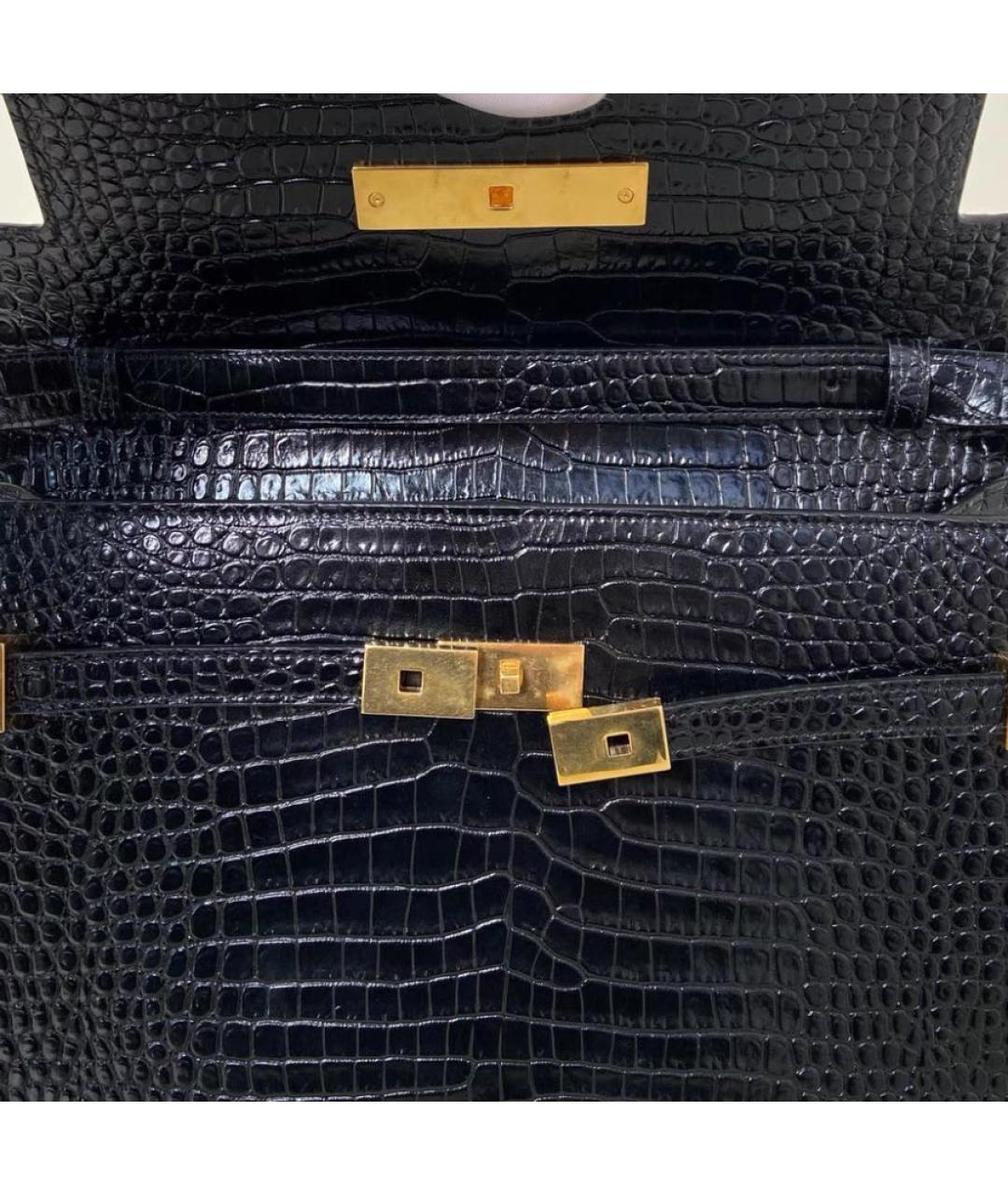 SAINT LAURENT Черная кожаная сумка через плечо, фото 3