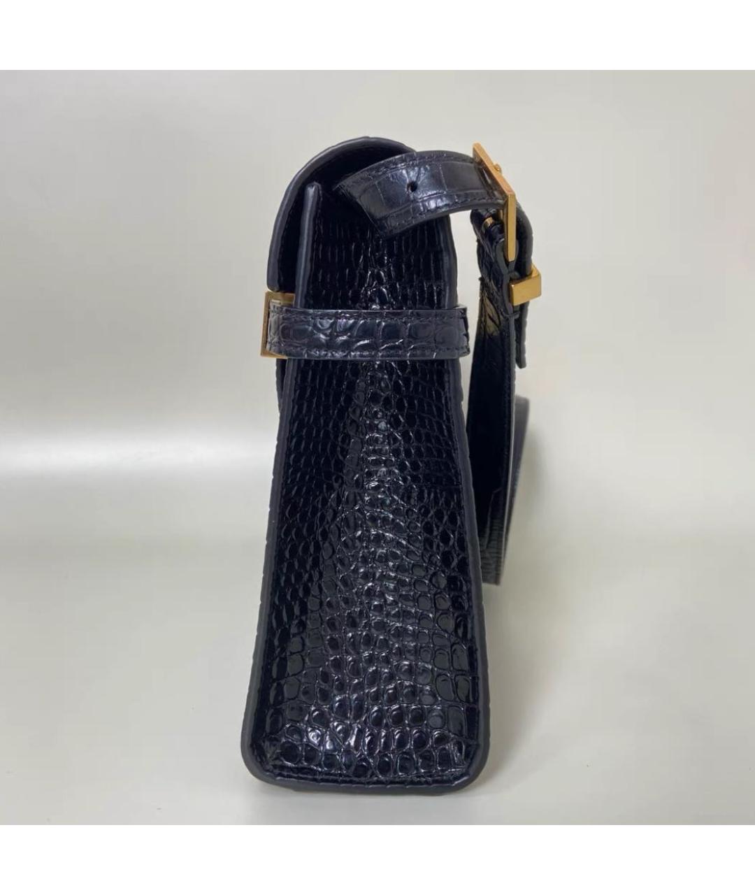 SAINT LAURENT Черная кожаная сумка через плечо, фото 2