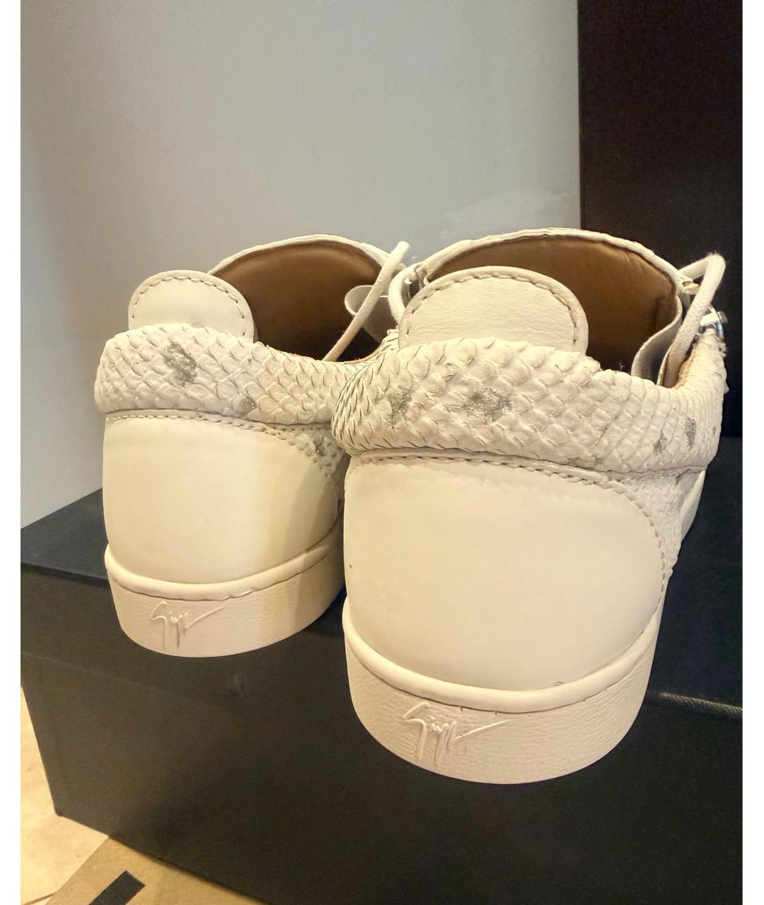 GIUSEPPE ZANOTTI DESIGN Белые кожаные кеды, фото 4