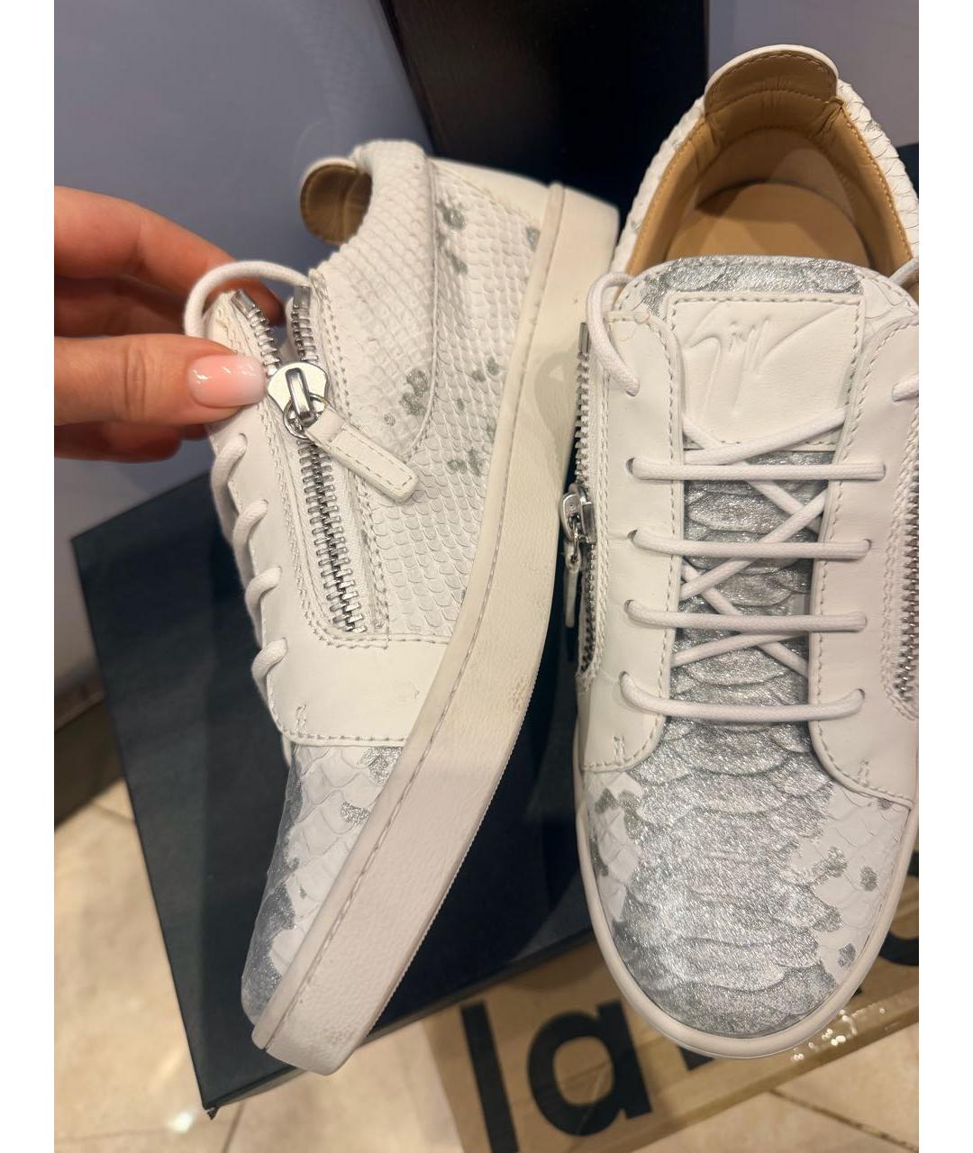 GIUSEPPE ZANOTTI DESIGN Белые кожаные кеды, фото 5