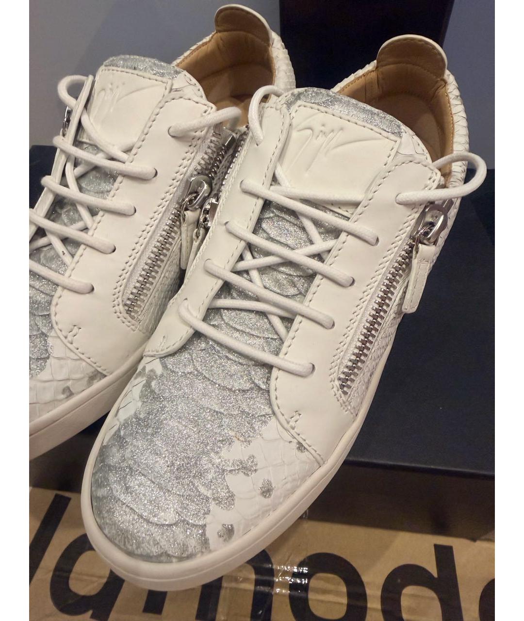 GIUSEPPE ZANOTTI DESIGN Белые кожаные кеды, фото 6