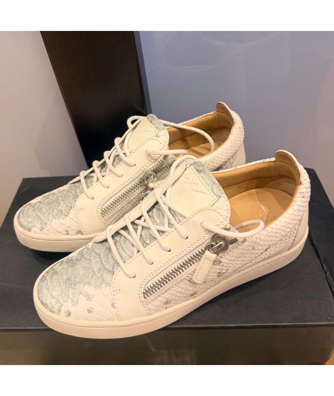 GIUSEPPE ZANOTTI DESIGN Белые кожаные кеды, фото 3