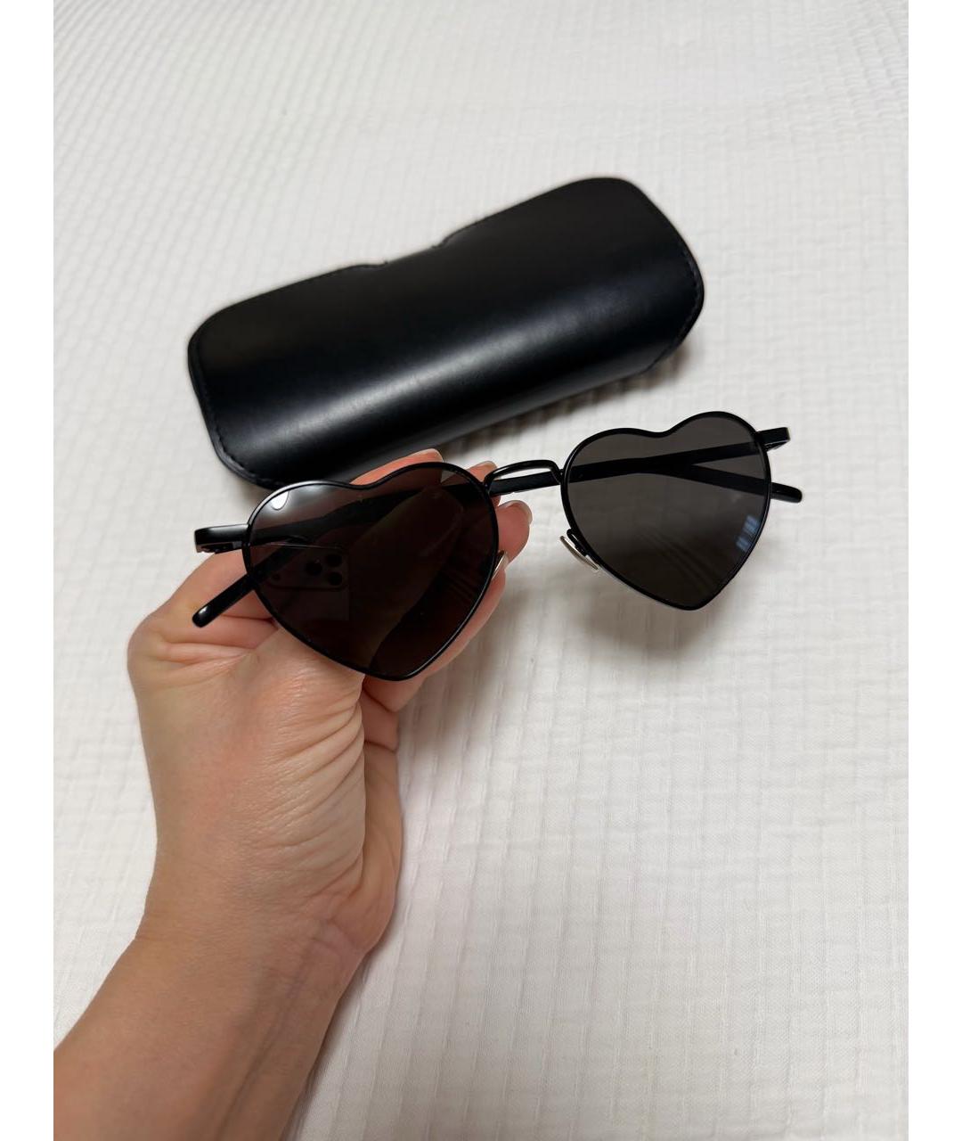 SAINT LAURENT Черные металлические солнцезащитные очки, фото 8