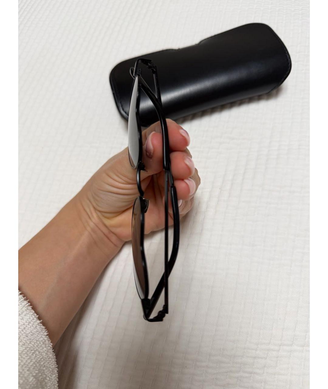 SAINT LAURENT Черные металлические солнцезащитные очки, фото 7