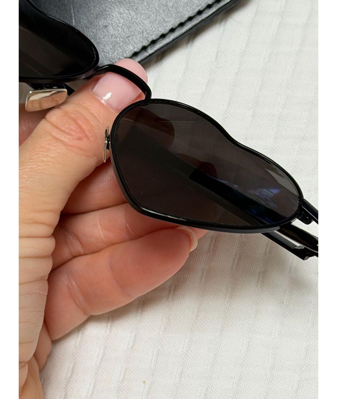 SAINT LAURENT Черные металлические солнцезащитные очки, фото 3