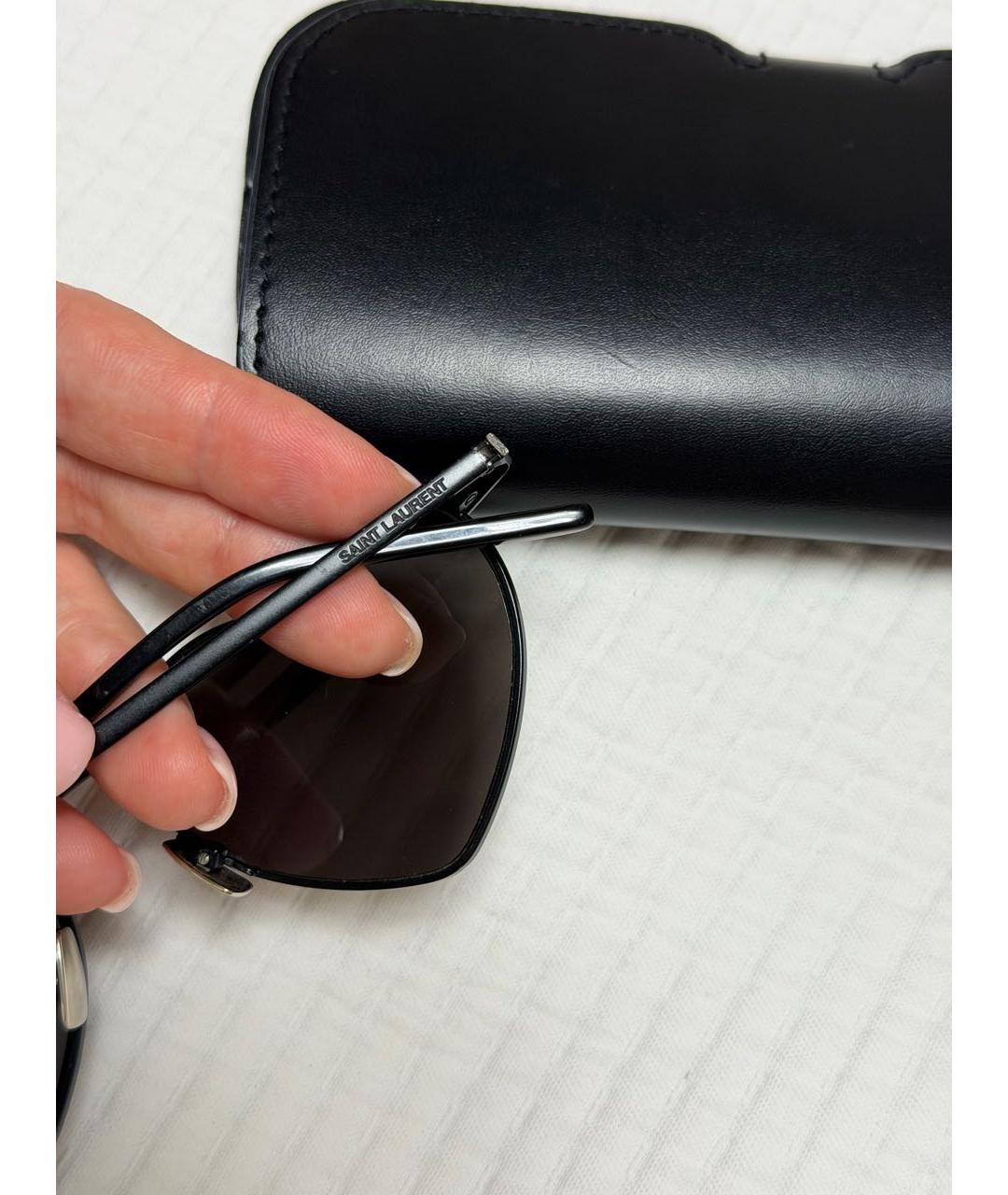 SAINT LAURENT Черные металлические солнцезащитные очки, фото 2