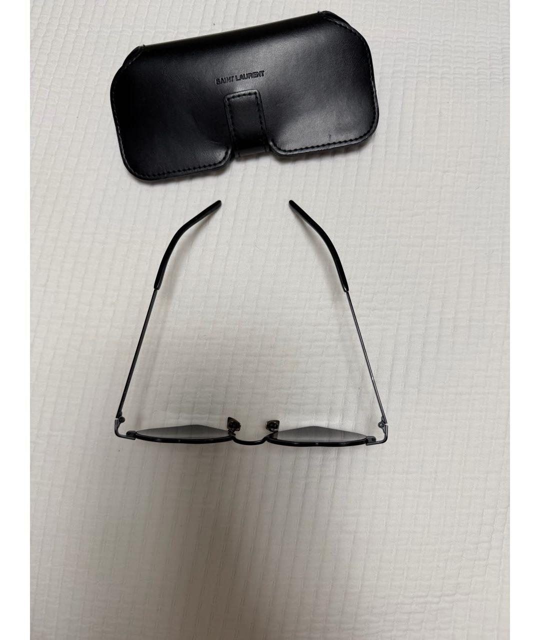 SAINT LAURENT Черные металлические солнцезащитные очки, фото 5