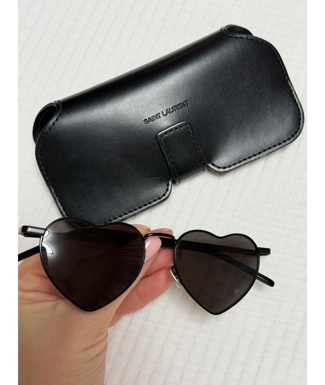 SAINT LAURENT Черные металлические солнцезащитные очки, фото 4