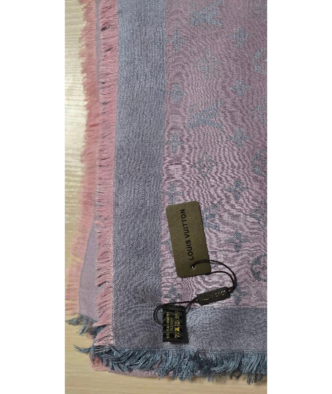 LOUIS VUITTON Серый кашемировый платок, фото 2