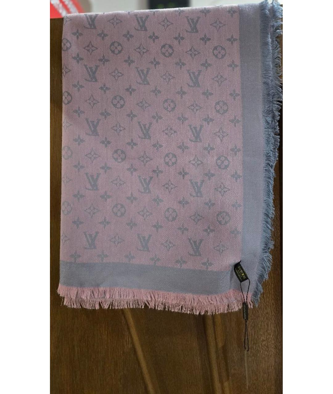 LOUIS VUITTON Серый кашемировый платок, фото 3