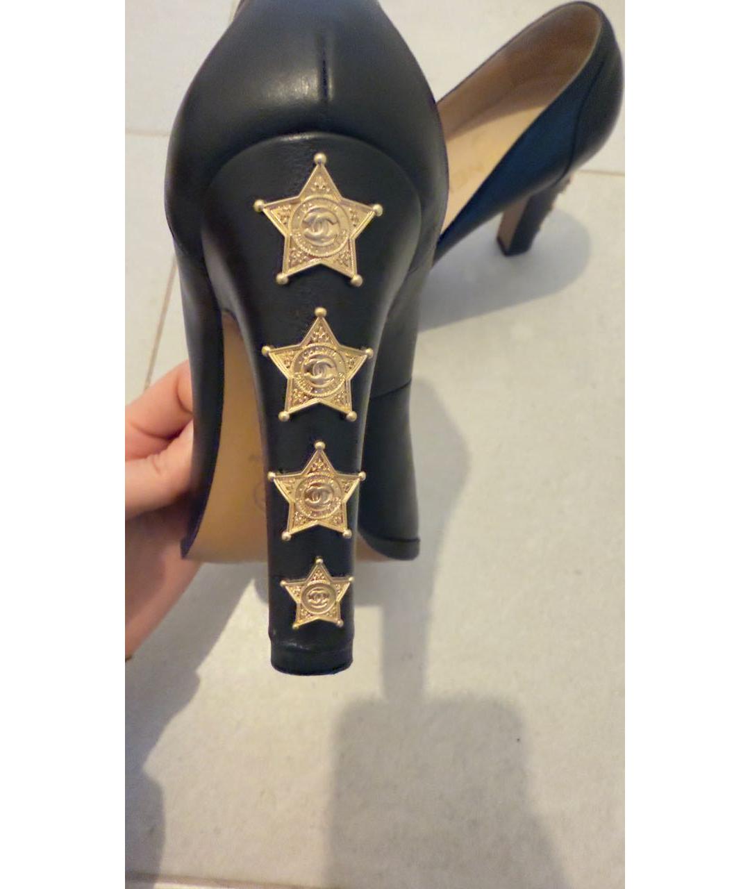 CHANEL Черные кожаные туфли, фото 5