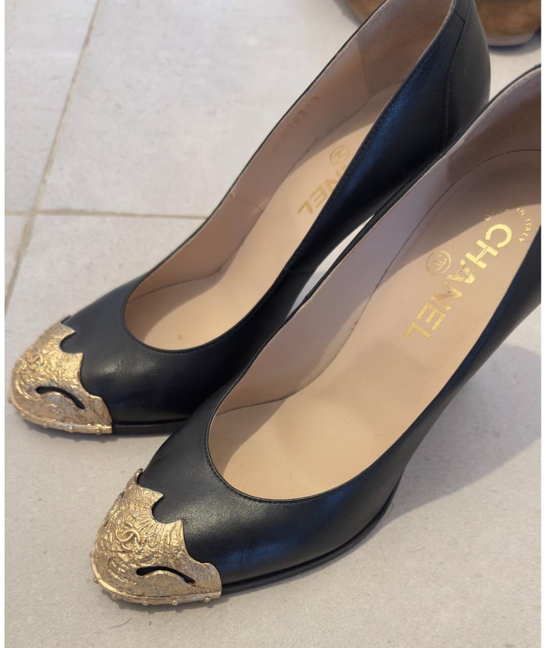 CHANEL Черные кожаные туфли, фото 4