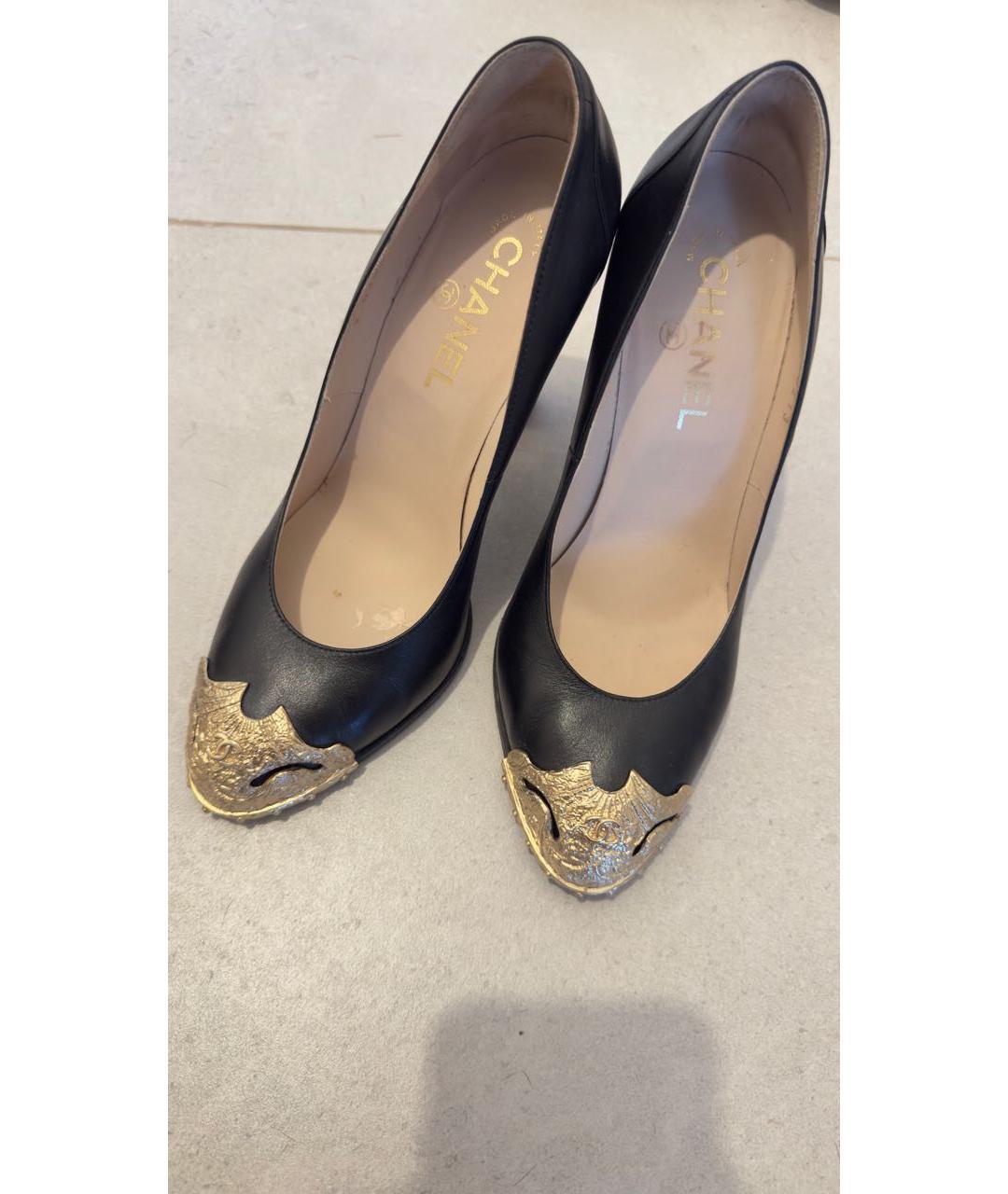 CHANEL Черные кожаные туфли, фото 3