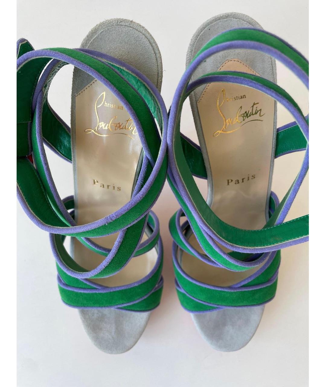 CHRISTIAN LOUBOUTIN Зеленые замшевые туфли, фото 3