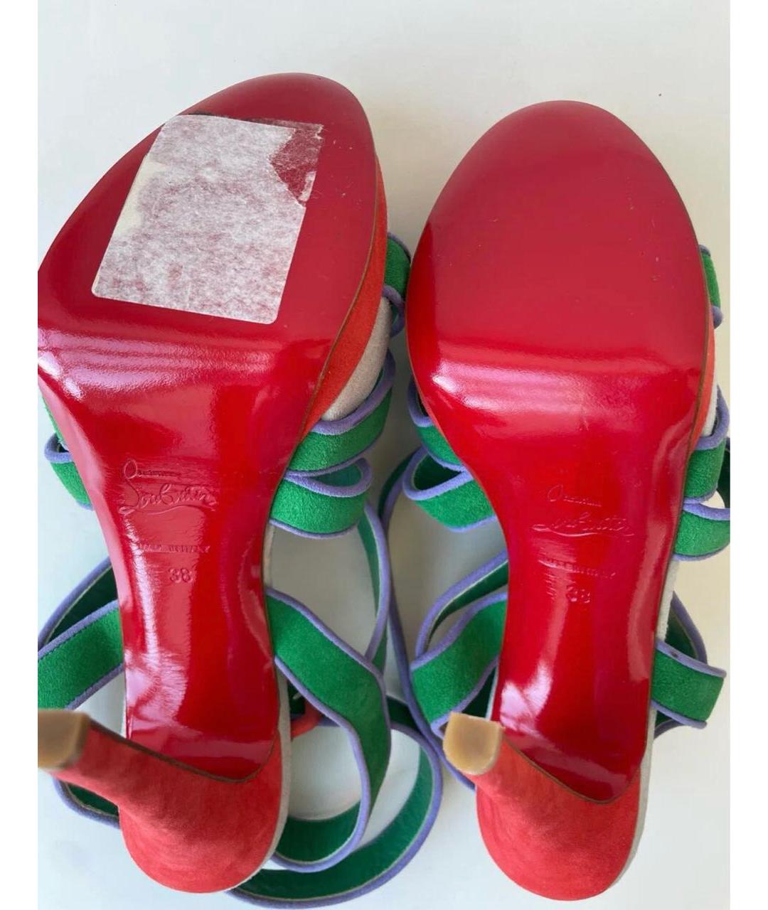 CHRISTIAN LOUBOUTIN Зеленые замшевые туфли, фото 5