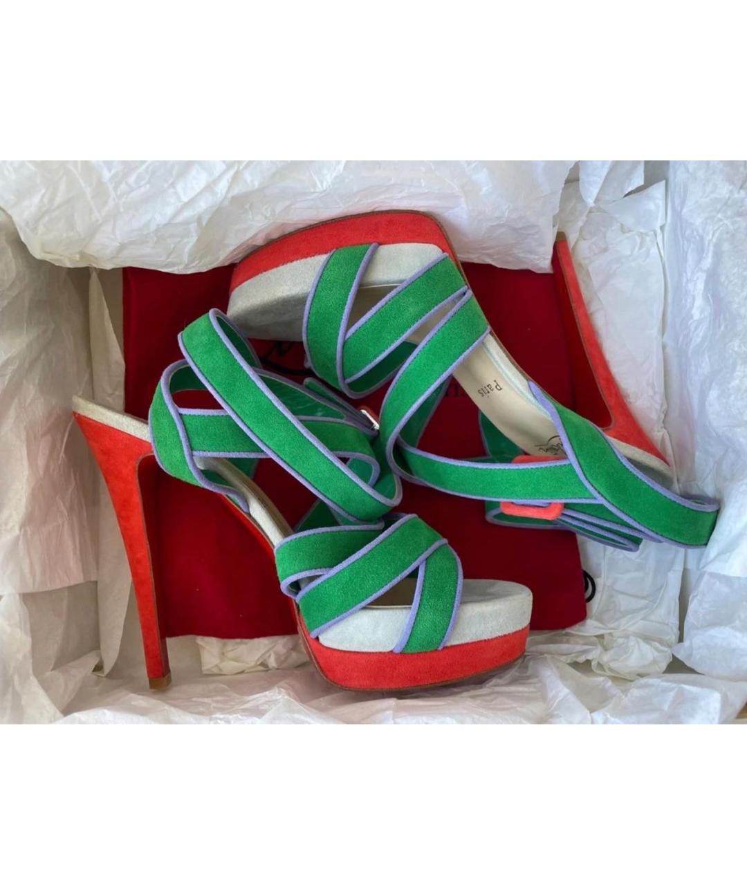 CHRISTIAN LOUBOUTIN Зеленые замшевые туфли, фото 6