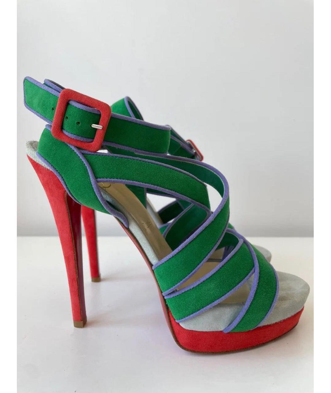 CHRISTIAN LOUBOUTIN Зеленые замшевые туфли, фото 9